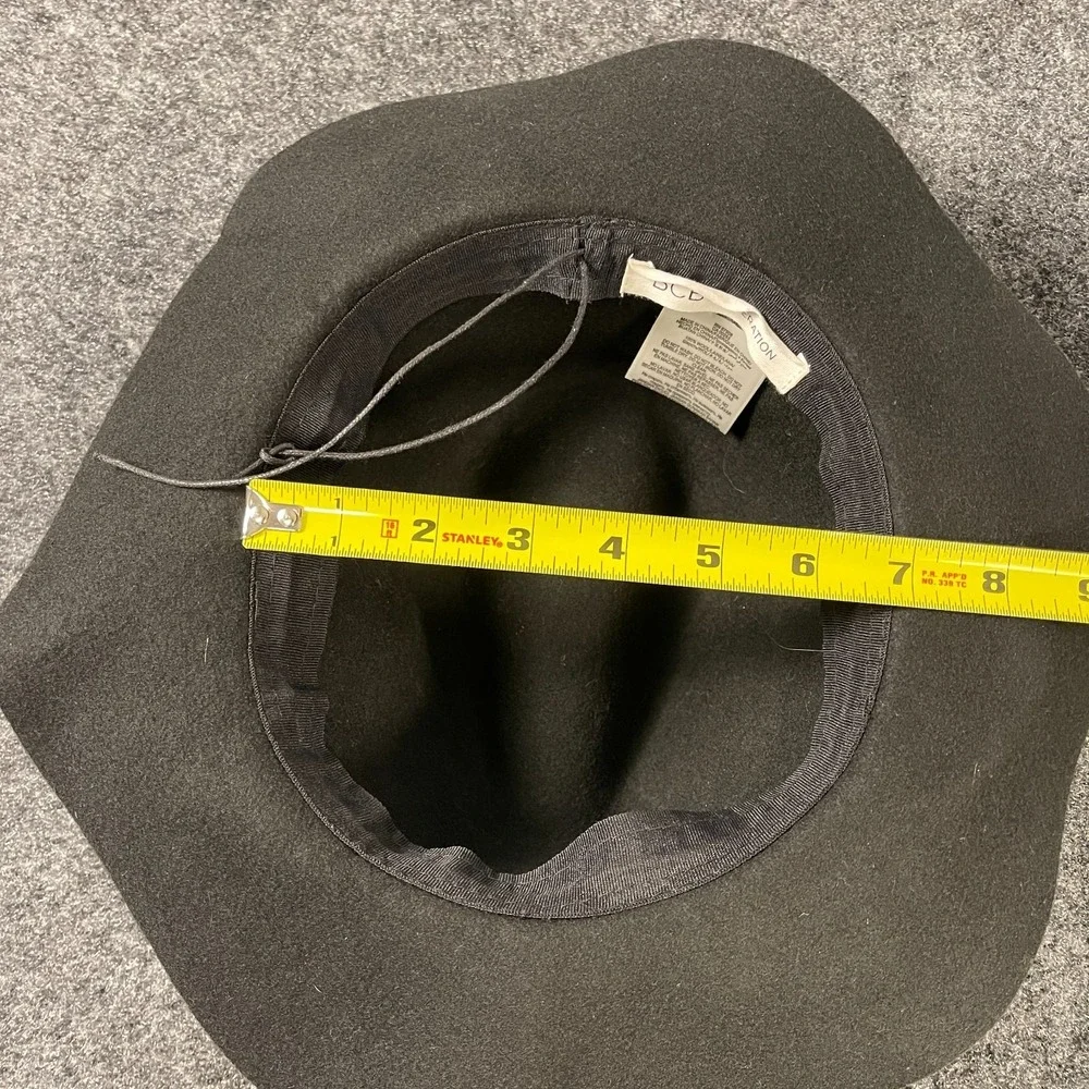 BCBGeneration Black Wool Wide Brim Womens Hat Chain Band Free Spirit Boho M